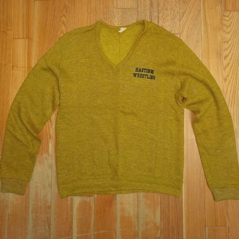 Rare Vintage Hastings Wrestling Varsity V-Neck Sweater Medium